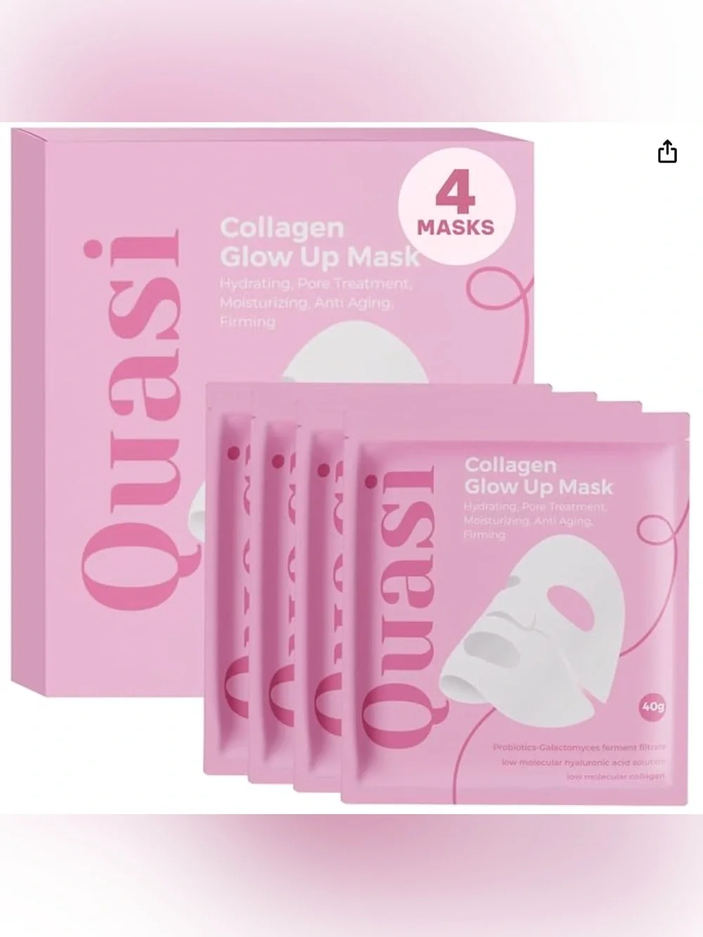 Collagen Glow Up Mask - Pink (4 Pack)